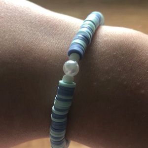 Blue Clay Bead Bracelet | Pearl